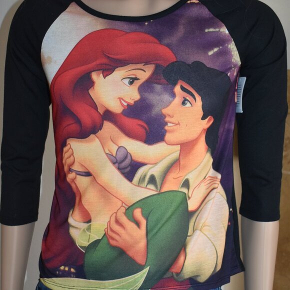 RETRO STYLE Disney Little Mermaid Ariel & Prince Eric Long Sleeve T-Shirt Small - Picture 2 of 10